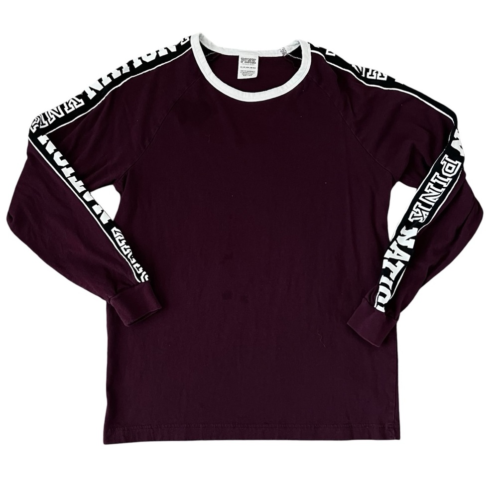 VS Pink Nation, Maroon Long Sleeve Top, Size XS